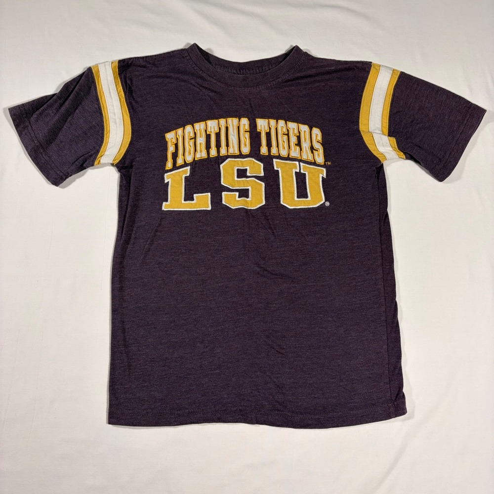 Genuine Stuff LSU Fighting Tigers Youth Medium 10/12 Purple Heather Graphic Tee